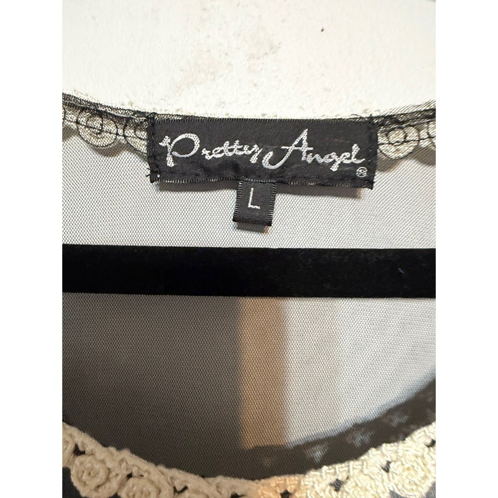 Pretty Angel Fairycore Embroidered Sheer Silk Blend Top Womens Large Whimsigoth - Picture 4 of 7